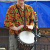 Bob Miller on djembe. World Food Fest. Des Moines, IA.