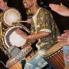 Caph Guei leads the drummers at Drake University dance class.