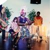Diadie Bathily with Bob Miller, Fonziba Koster, and Weedie Braimah. Circa 2001. Fairfield, IA.